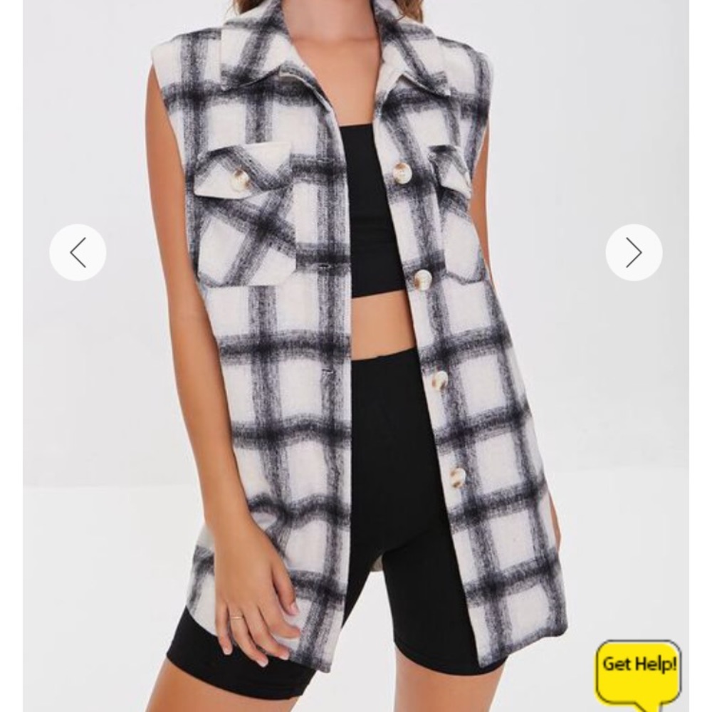 Plaid longline vest